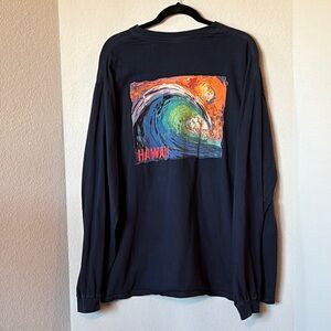 Crazy Shirts Hawaii Wave Graphic Tee XXL Navy Long Sleeve